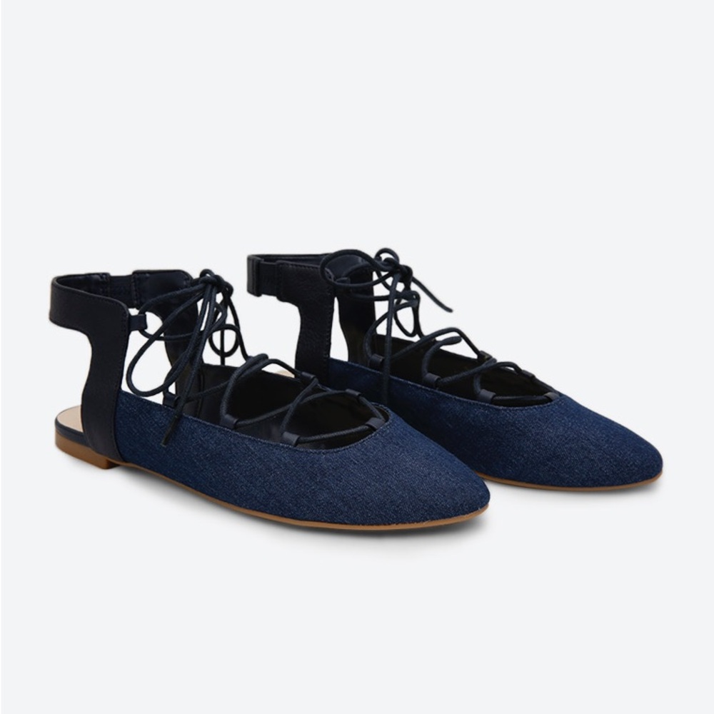 Nine West Navy Lace-Up Flats